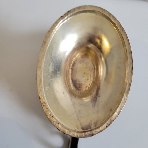 Vintage Silver Plate Gravy Boat With Ornate Handle & Scalloped Edges 4.5" Height - Picture 5 of 7